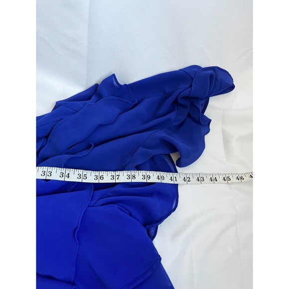 Fame and Partners Marissa Midi Dress Cobalt Blue 4 Formal Ruffles Cutout Tiered - Picture 6 of 11